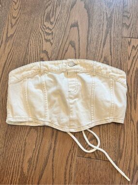 Garage Cream Denim Corset-Style Top